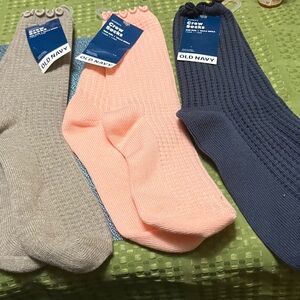 Old Navy Ribbed Socks Trio - Gray, Peach, and Navy
